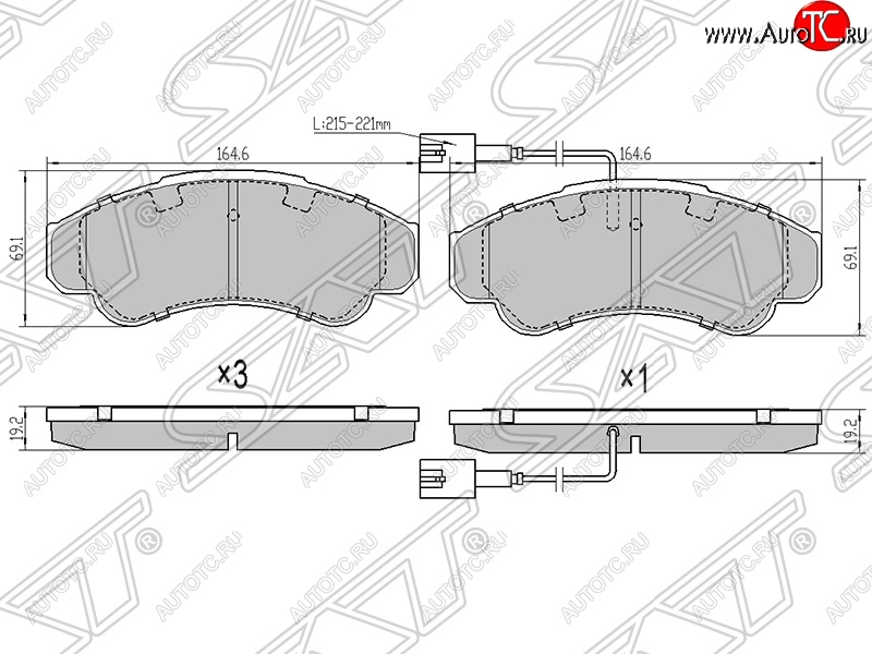 1 799 р. Колодки тормозные SAT (передние)  CITROEN Jumper ( 230,  244,  250) (1994-2014), Fiat Ducato ( 230,  244,  250) (1994-2014), Peugeot Boxer ( 230,  250,  290) (1994-2024)  с доставкой в г. Набережные‑Челны