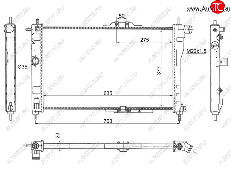 3 399 р. Радиатор двигателя SAT (трубчатый, МКПП, C18LE, G15MF, G16MF, A15MF) Daewoo Nexia дорестайлинг (1995-2008)  с доставкой в г. Набережные‑Челны