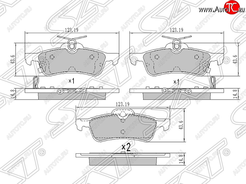 699 р. Колодки тормозные SAT (задние) Toyota Yaris XP130 хэтчбэк 5 дв. дорестайлинг (2010-2014)  с доставкой в г. Набережные‑Челны