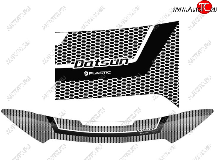 2 369 р. Дефлектор капота CA-Plastiс  Datsun on-DO (2014-2019) седан дорестайлинг (Серия Art серебро)  с доставкой в г. Набережные‑Челны