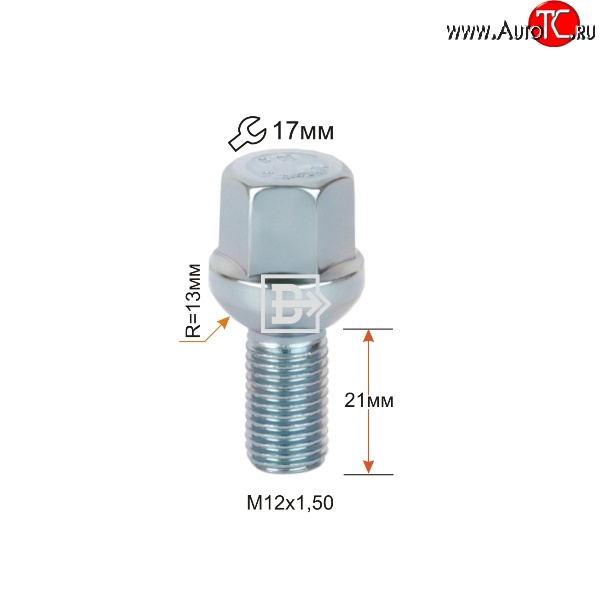 92 р. Колёсный болт длиной 21 мм Вектор M12 1.5 21 под гаечный ключ Geely Coolray SX11 рестайлинг (2023-2025)