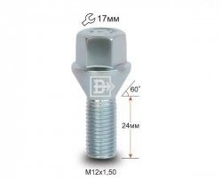 83 р. Колёсный болт длиной 24 мм Вектор M12 1.5 24 под гаечный ключ Toyota Allex E12# рестайлинг (2002-2004). Увеличить фотографию 1