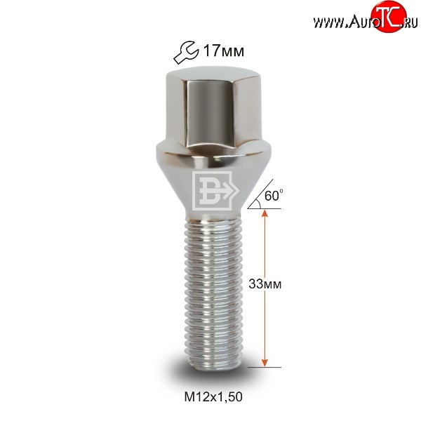 112 р. Колёсный болт длиной 33 мм Вектор M12 1.5 33 под гаечный ключ (пос.место: конус) Chevrolet Aveo T250 седан рестайлинг (2006-2011)