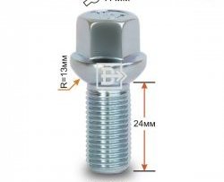 Колёсный болт длиной 24 мм Вектор (облегчённый) M14 1.5 24 под гаечный ключ Audi A4 B5 8D5 универсал 1-ый рестайлинг (1996-1998) 