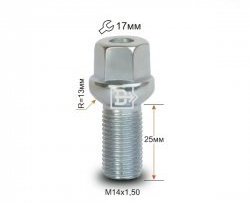 Колёсный болт длиной 25 мм Вектор M14 1.5 25 под гаечный ключ Уаз Буханка 452 3303 бортовой грузовик (1965-2025) 