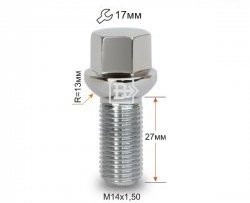 Колёсный болт длиной 27 мм Вектор M14 1.5 27 под гаечный ключ (пос.место: сфера) Porsche 911 997 купе дорестайлинг (2004-2010) 