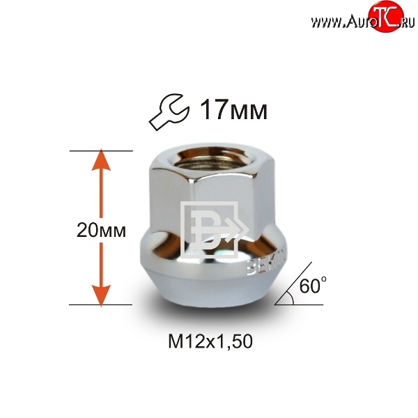 59 р. Колёсная гайка Вектор M12 1.5 Chery Amulet (Corda) A15 лифтбэк (2003-2010)