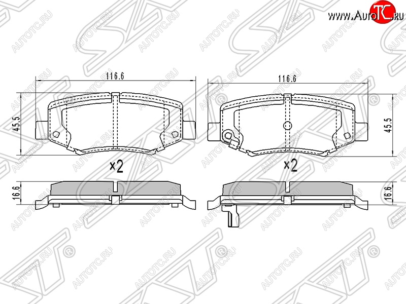 1 089 р. Колодки тормозные SAT (задние)  Dodge Nitro (2007-2011), Jeep Cherokee  KK (2007-2014), Jeep Wrangler  JK (2007-2018)  с доставкой в г. Набережные‑Челны