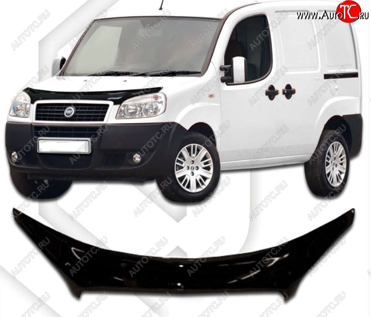 2 399 р. Дефлектор капота CA-Plastiс exclusive  Fiat Doblo  223 (2005-2016) рестайлинг (Classic черный, Без надписи)  с доставкой в г. Набережные‑Челны