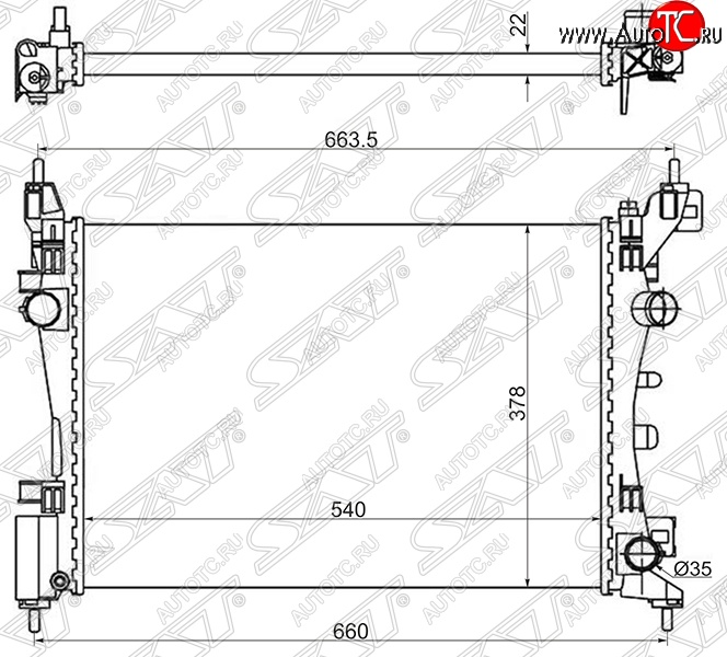 6 249 р. Радиатор двигателя SAT (пластинчатый, 1.0/1.2/1.4/1.6, МКПП/АКПП) Opel Corsa D   дорестайлинг, хэтчбэк 5 дв. (2006-2010)  с доставкой в г. Набережные‑Челны