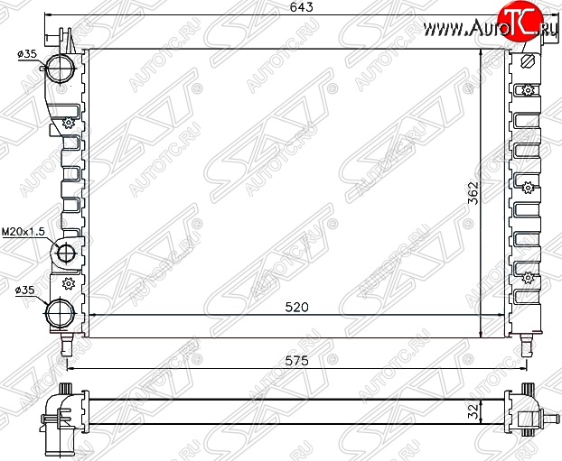 6 299 р. Радиатор двигателя SAT (пластинчатый, МКПП) Fiat Palio 178 хэтчбэк 5 дв. дорестайлинг (1996-2003)  с доставкой в г. Набережные‑Челны