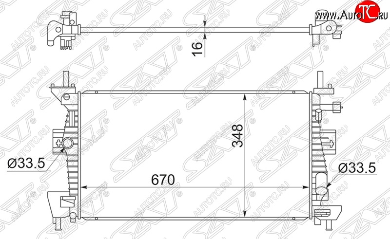 7 199 р. Радиатор двигателя SAT (пластинчатый, 1.6/1.8/2.0, МКПП/АКПП) Ford C-max Mk2 дорестайлинг (2010-2015)  с доставкой в г. Набережные‑Челны