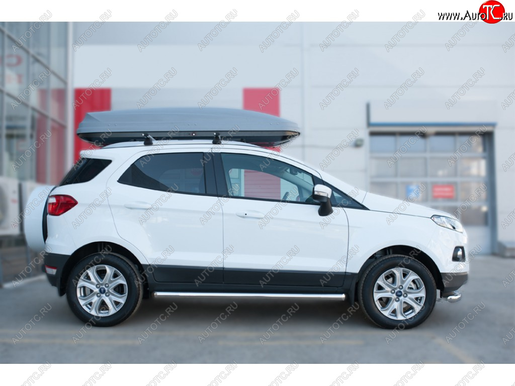 21 999 р. Защита порогов (труба D63 мм) SLITKOFF  Ford EcoSport (2013-2019) дорестайлинг (Защита порогов со срезом 45°)  с доставкой в г. Набережные‑Челны