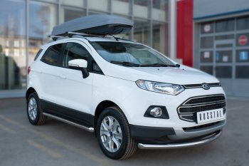 20 849 р. Защита порогов (труба D63 мм) SLITKOFF  Ford EcoSport (2013-2019) дорестайлинг (Защита порогов с заглушками на торцах (вариант 2))  с доставкой в г. Набережные‑Челны. Увеличить фотографию 3