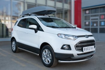 10 999 р. Защита порогов (труба D63 мм) SLITKOFF  Ford EcoSport (2013-2019) дорестайлинг (Защита порогов с закругленными торцами (вариант 3))  с доставкой в г. Набережные‑Челны. Увеличить фотографию 3