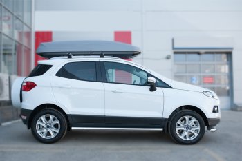 10 999 р. Защита порогов (труба D63 мм) SLITKOFF  Ford EcoSport (2013-2019) дорестайлинг (Защита порогов с закругленными торцами (вариант 3))  с доставкой в г. Набережные‑Челны. Увеличить фотографию 2