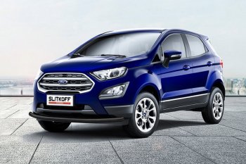 13 999 р. Защита заднего бампера Slitkoff (d57 мм)  Ford EcoSport  B515 (2017-2019) рестайлинг (Нержавейка, Полированная)  с доставкой в г. Набережные‑Челны. Увеличить фотографию 2