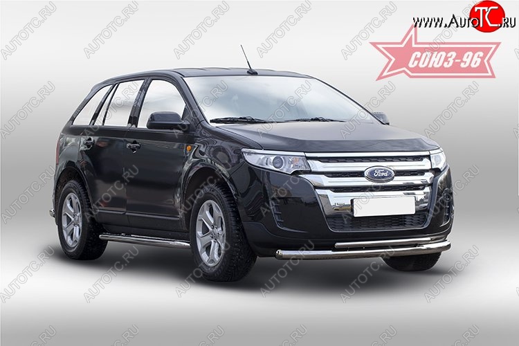 30 329 р. Защита переднего бампера двойная Souz-96 (d76/42) Ford Edge CD539 дорестайлинг (2015-2018)  с доставкой в г. Набережные‑Челны