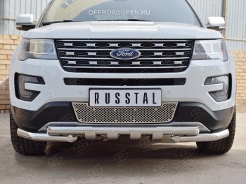 3 689 р. Решетка радиатора Russtal лист Ford Explorer U502 2-ой рестайлинг, 5 дв. (2017-2019) (Неокрашенная)  с доставкой в г. Набережные‑Челны. Увеличить фотографию 2