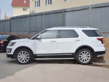 22 999 р. Широкая защита порогов с трубой d42 мм SLITKOFF v2  Ford Explorer  U502 (2015-2019) 1-ый рестайлинг, 5 дв., 2-ой рестайлинг, 5 дв.  с доставкой в г. Набережные‑Челны. Увеличить фотографию 3