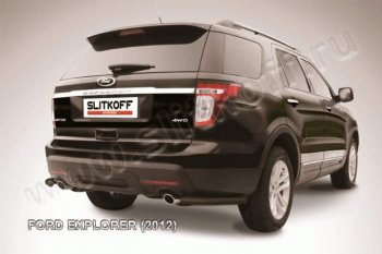 Защита заднего бампера из уголков d57 Slitkoff Ford Explorer U502 дорестайлинг (2010-2016)