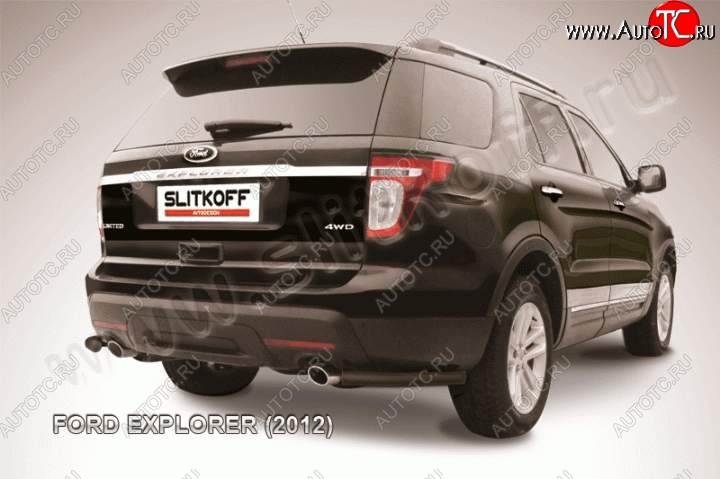 6 699 р. Защита заднего бампера из уголков d57 Slitkoff Ford Explorer U502 дорестайлинг (2010-2016) (Цвет: серебристый)  с доставкой в г. Набережные‑Челны