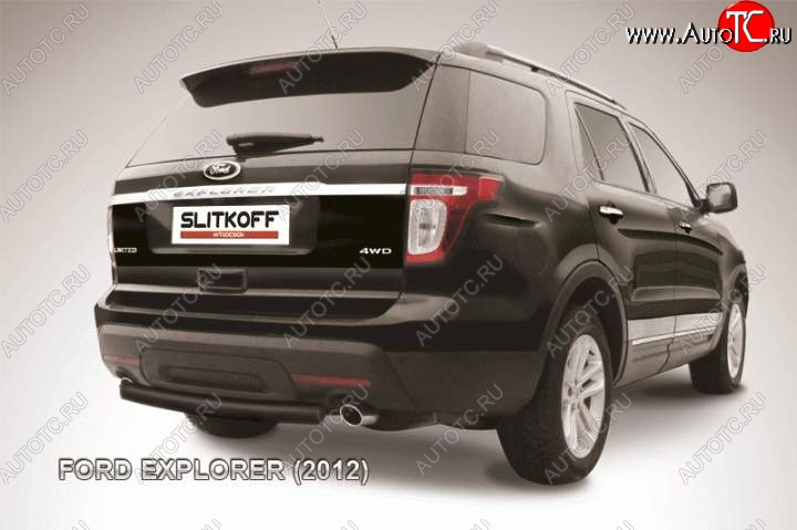 9 849 р. Защита заднего бампера d76 Slitkoff Ford Explorer U502 дорестайлинг (2010-2016) (Цвет: серебристый)  с доставкой в г. Набережные‑Челны