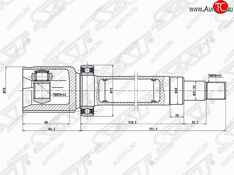 4 199 р. Шрус SAT (внутренний, 21*23*40 мм)  Ford Fusion  1 (2002-2012) хэтчбэк дорестайлинг,  рестайлинг, хэтчбэк  с доставкой в г. Набережные‑Челны