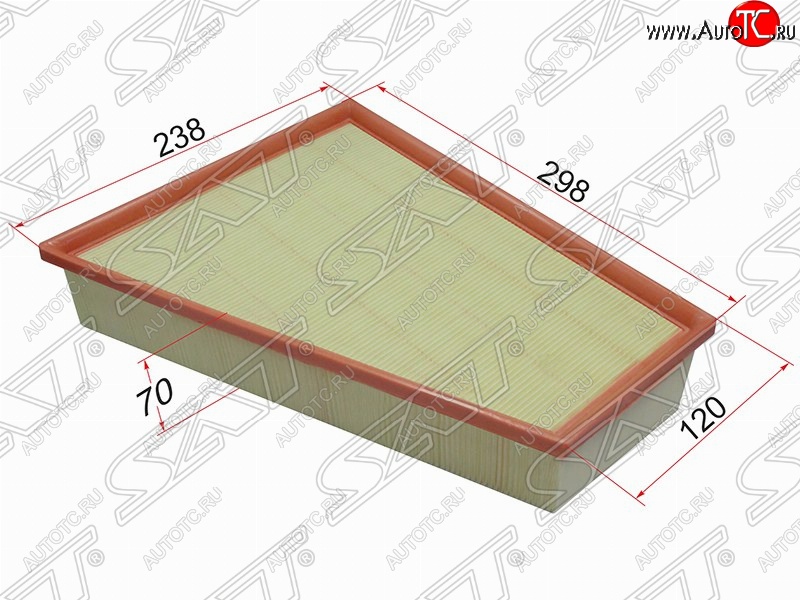 519 р. Фильтр воздушный двигателя SAT (298/120х238х70 mm)  Ford Galaxy  2 (2006-2015), Ford Mondeo (2007-2014), Volvo S80 ( AS60 седан,  AS40,AS70, AS90) (2006-2016), Volvo V70 (2008-2016)  с доставкой в г. Набережные‑Челны