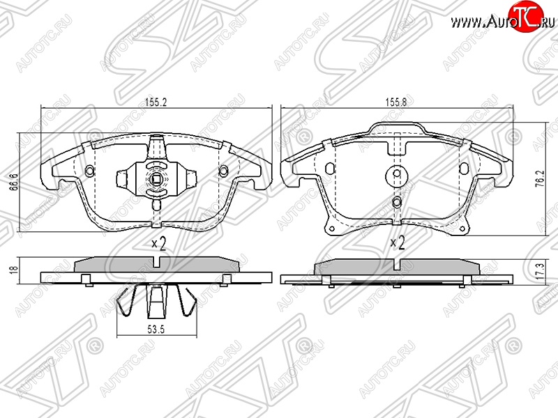 1 669 р. Колодки тормозные SAT (передние)  Ford Mondeo ( MK5 CD391,  MK5,CD391) (2014-2024) дорестайлинг седан, дорестайлинг универсал, рестайлинг универсал, рестайлинг, седан  с доставкой в г. Набережные‑Челны