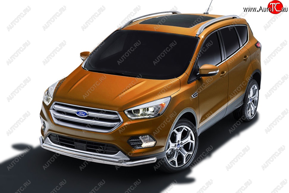 11 749 р. Защита заднего бампера Slitkoff (двойная, d57/42)  Ford Kuga  2 (2016-2019) рестайлинг (Нержавейка, Полированная)  с доставкой в г. Набережные‑Челны