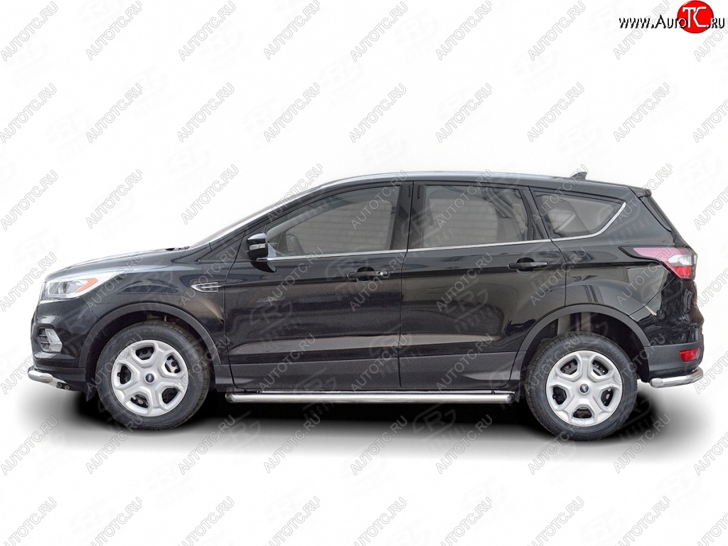 21 999 р. Защита порогов из круглой трубы диаметром 63 мм SLITKOFF  Ford Kuga  2 (2016-2019) рестайлинг  с доставкой в г. Набережные‑Челны