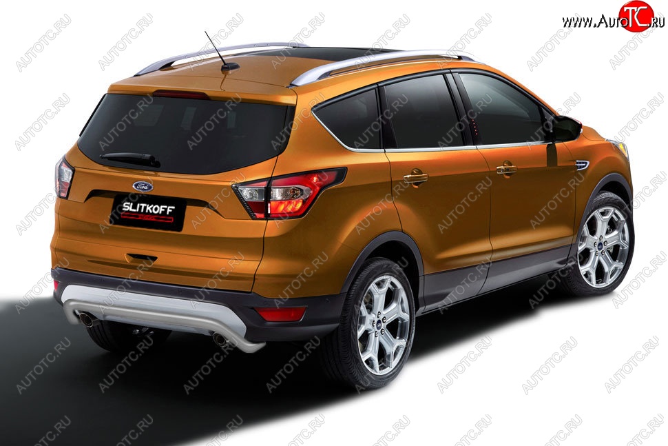 7 999 р. Защита заднего бампера Slitloff (d57, скоба)  Ford Kuga  2 (2016-2019) рестайлинг (Сталь с полимерным покрытием. Цвет: серебристый)  с доставкой в г. Набережные‑Челны