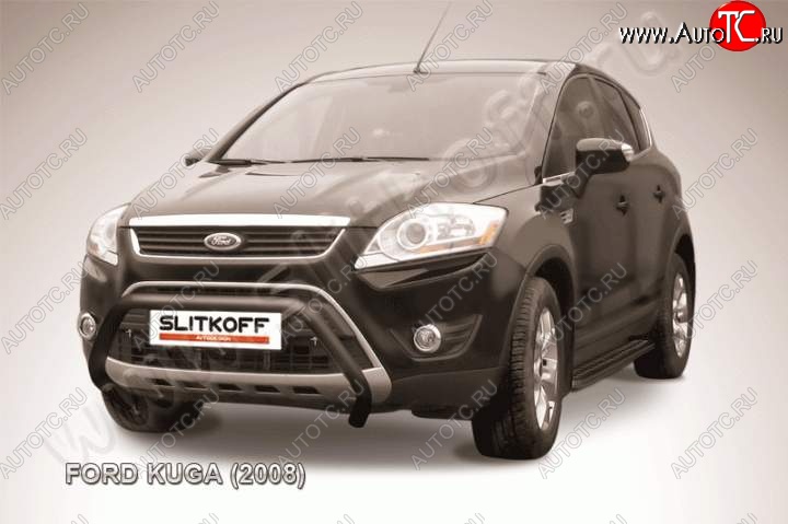 17 549 р. Кенгурятник d57 Slitkoff (низкий)  Ford Kuga  1 (2008-2013) (Цвет: серебристый)  с доставкой в г. Набережные‑Челны