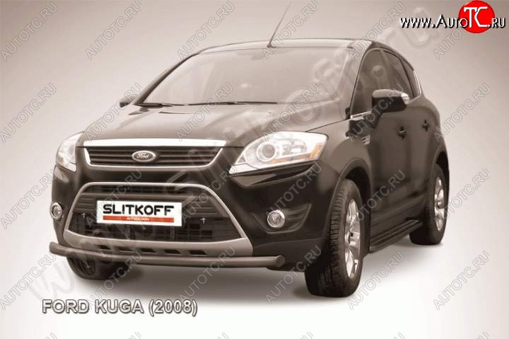 7 749 р. Защита переднего бампера d57 Slitkoff  Ford Kuga  1 (2008-2013) (Цвет: серебристый)  с доставкой в г. Набережные‑Челны