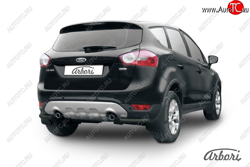 7 019 р. Защита заднего бампера Arbori (уголки, черная, 1 труба d57 mm). Ford Kuga 1 (2008-2013)  с доставкой в г. Набережные‑Челны