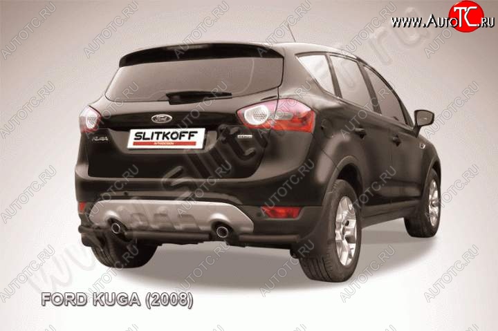 4 999 р. Защита заднего бампера d57 Slitkoff (d57, черная, короткая) Ford Kuga 1 (2008-2013) (Цвет: серебристый)  с доставкой в г. Набережные‑Челны