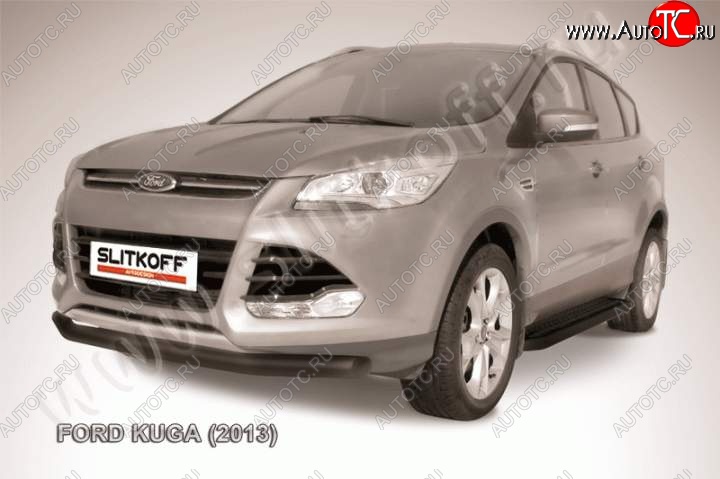 10 499 р. Защита переднего бампера Slitkoff (труба d76)  Ford Kuga  2 (2013-2016) дорестайлинг (Цвет: серебристый)  с доставкой в г. Набережные‑Челны