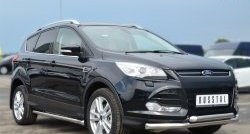 13 849 р. Защита порогов из круглой трубы диаметром 63 мм Russtal Ford Kuga 2 дорестайлинг (2013-2016) (Защита порогов с со скосами на торцах (вариант 1))  с доставкой в г. Набережные‑Челны. Увеличить фотографию 2