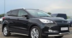 13 849 р. Защита порогов из круглой трубы диаметром 63 мм Russtal Ford Kuga 2 дорестайлинг (2013-2016) (Защита порогов с со скосами на торцах (вариант 1))  с доставкой в г. Набережные‑Челны. Увеличить фотографию 7