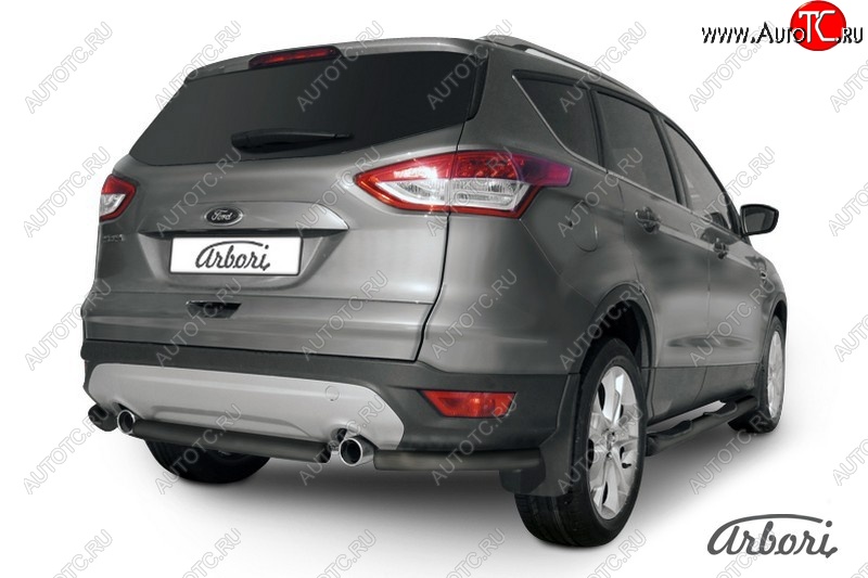 5 399 р. Защита заднего бампера Arbori (черная, 1 труба d57 mm). Ford Kuga 2 дорестайлинг (2013-2016)  с доставкой в г. Набережные‑Челны