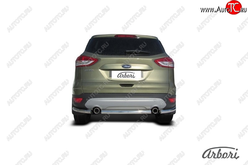 6 389 р. Защита заднего бампера Arbori (нержавейка, 1 труба d57 mm). Ford Kuga 2 дорестайлинг (2013-2016)  с доставкой в г. Набережные‑Челны