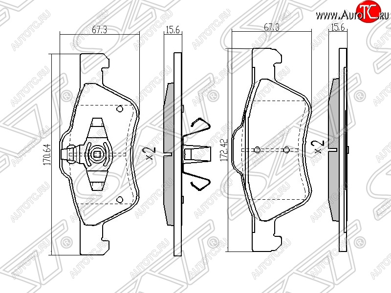 1 689 р. Колодки тормозные SAT (передние)  Ford Maverick  TM1 (2000-2007), Mazda Tribute (2000-2007)  с доставкой в г. Набережные‑Челны