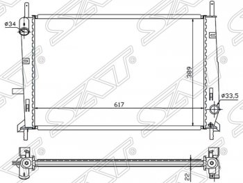 Радиатор двигателя SAT (пластинчатый, 1.6/1.8/2.0, МКПП) Ford Mondeo Mk2,BNP универсал (1996-2000)