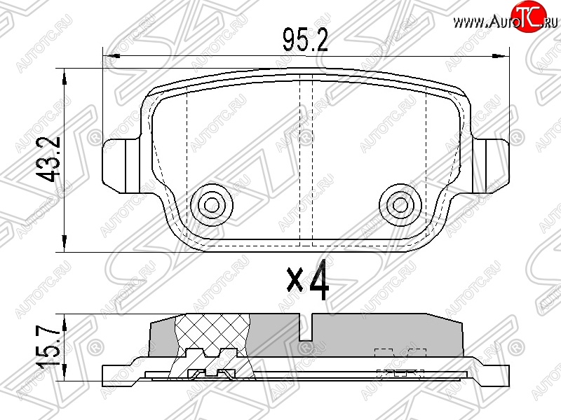 739 р. Колодки тормозные SAT (задние)  Ford Mondeo (2007-2014) Mk4,BD дорестайлинг, седан, Mk4,DG дорестайлинг, универсал, Mk4,BD рестайлинг, седан, Mk4,DG рестайлинг, универсал  с доставкой в г. Набережные‑Челны