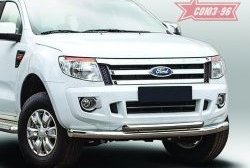 Защита переднего бампера двойная Souz-96 (d76/60) Ford Ranger DoubleCab дорестайлинг (2011-2016)