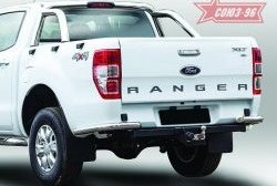 Защита заднего бампера из боковых уголков Souz-96 (d60) Ford Ranger RapCab дорестайлинг (2011-2016)