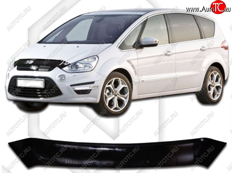 1 899 р. Дефлектор капота CA-Plastiс  Ford S-Max  1 (2010-2015) рестайлинг (Classic черный, Без надписи)  с доставкой в г. Набережные‑Челны