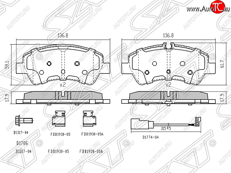 1 429 р. Колодки тормозные SAT (задние) Ford Transit цельнометаллический фургон (2014-2022)  с доставкой в г. Набережные‑Челны