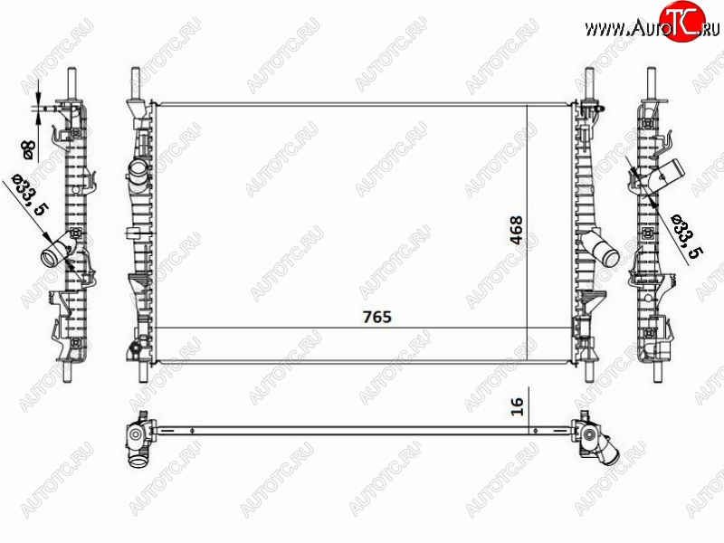 10 099 р. Радиатор двигателя SAT (пластинчатый, МКПП/АКПП, 2.0/2.2)  Ford Transit ( 4) (2014-2024) цельнометаллический фургон,  рестайлинг  с доставкой в г. Набережные‑Челны